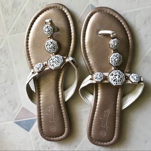 Barely used gold & white sandals